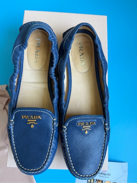 Prada Shoes - Prada Nappa Aviator Navy Leather Driving Loafers 37